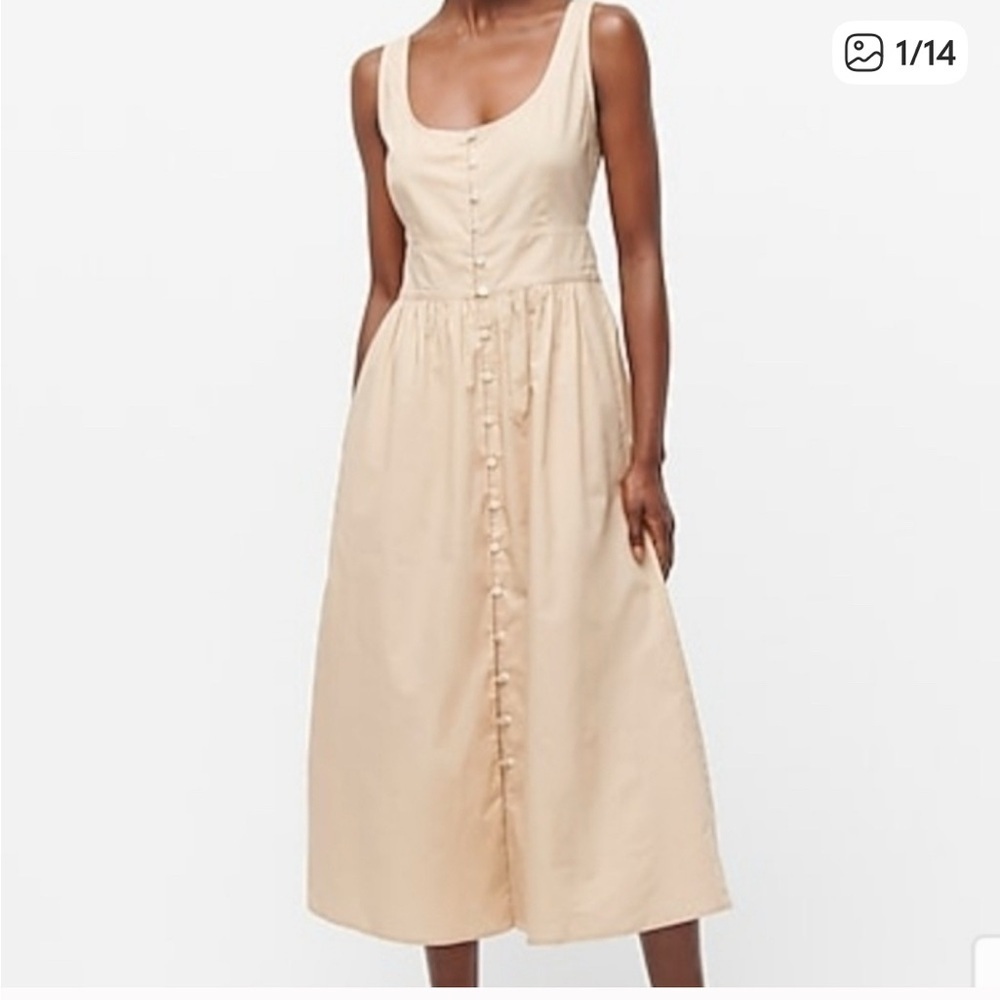 J. Crew Beige Button-Down cotton Poplin Dress - Picture 2 of 6